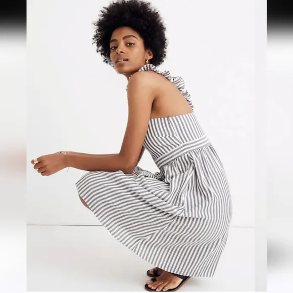 Madewell Striped Ruffle-strap Empire Dress - Picture 2 of 12